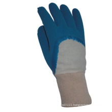 Economy Knit Wrist Open Back Blue Latex Work Glove (5211)